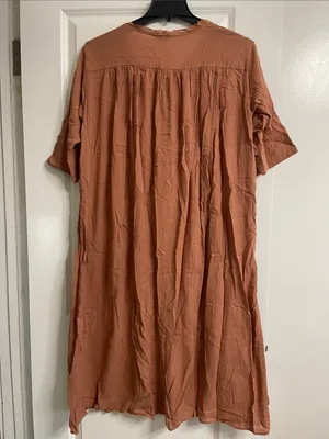 Japanese Brand Samansa Mos2 Cotton Linen Kaftan Midi Dress Pockets Lagenlook thumbnail 13