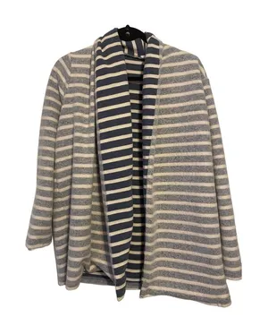 PinkBlush Striped Open Front Cardigan Sweater Women's‎ Blue White Gray thumbnail 1