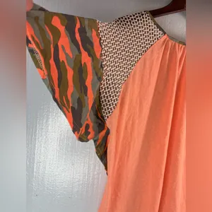Umgee S Mixed Media Ruffle Vibrant Orange Women's Top thumbnail 2