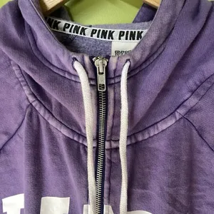 Victoria's Secret Vintage PINK Full Zip Hoodie Purple White Women's Size Large thumbnail 11
