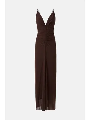 Ronny Kobo Anya V-Neck Column Jersey Maxi Dress in Chocolate Brown XSmall Womens thumbnail 10