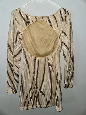 SheIn Long sleeve gold and white dress thumbnail 2
