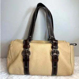 COACH Chelsea Beige and Brown Pebbled Leather Shoulder Bag thumbnail 2