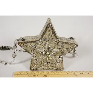 RARE Mary Frances Super Star Silver Gold Beaded Holiday Purse Handbag NEW!! thumbnail 2