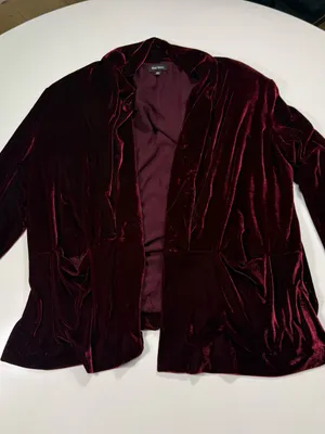 Well Worn Burgundy Velvet Blazer Size XXL thumbnail 2