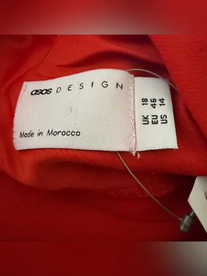 ASOS DESIGN Satin Cami Drape Midi Dress With Asymmetrical Hem Red Size 14 NWT thumbnail 4