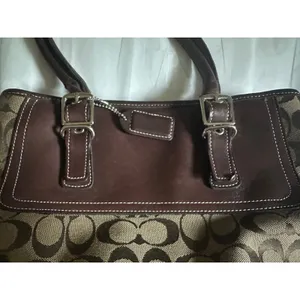 VTG Y2K Coach Signature C Canvas Leather Tote Bag Brown Tan 6366 thumbnail 3
