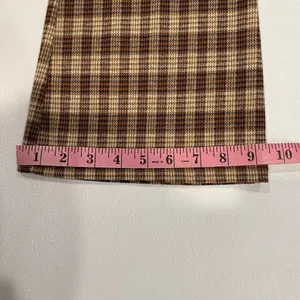 Stitch & Pine Brown Plaid Flare Pants Women’s Small Retro Bell Bottom Checkered thumbnail 7