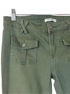 PacSun Cargo Flare Pants Jeans Women’s Size 28 Low Rise Stretch Olive Green Y2K thumbnail 7
