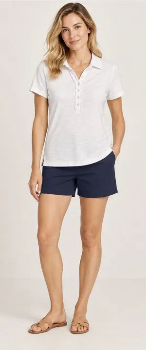 Lilly Pulitzer White Button-Placket Polo Top Women’s M thumbnail 1