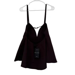 Mango MNG Selection Brown Deep V-Neck Peplum Camisole NWT Size L‎ Contemporary thumbnail 3