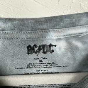 AC/DC Rhinestone Bling Gray Tie Dye Crop Band Tee Cotton Blend Size XL thumbnail 4