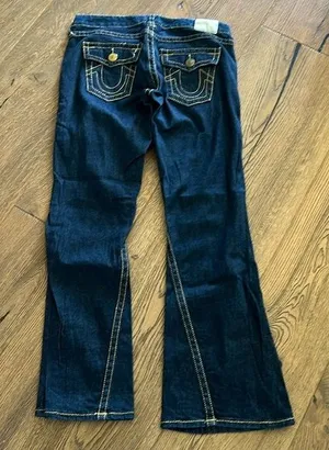 True religion women’s 30 gold threaded medium‎ wash jeans y2k vintage bootcut thumbnail 1