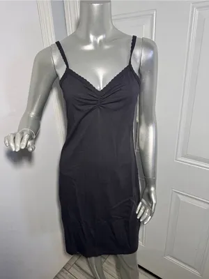 AMO Scallop Cami Sleeveless Short Dress Vintage Black New Cotton S thumbnail 6