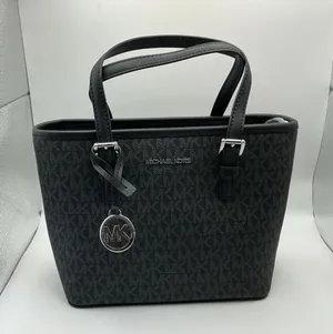 Michael Kors Jet Set Travel XS Tote Black MK Signature Coated Canvas NWT $328 thumbnail 1