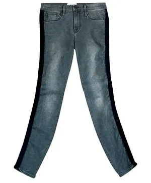 Frame Skinny Black Velvet Stripe Jeans 26 thumbnail 1