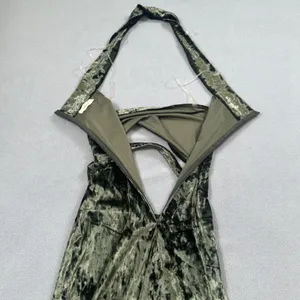 NWOT Sarah La Mini Dress M Olive Green Velvet Halter Cutout MADE IN USA Party thumbnail 6