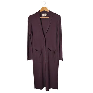 UGG Sweater Women Small Plum Purple‎ Wool Blend Ribbed Longline Duster Cardigan thumbnail 2