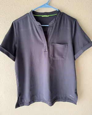 healing hands scrub top mandarin collar pewter grey thumbnail 1