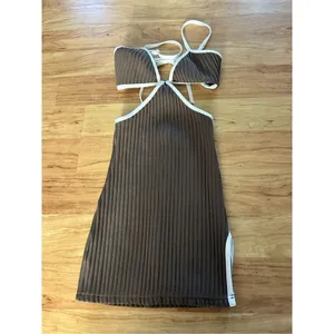 Urban outfitters sexy dress brown and white beach outfit size xs NWT mini dress thumbnail 3