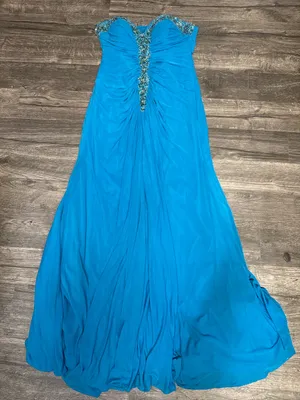 Alyce Paris Turquoise Beaded Strapless Formal Prom Evening Gown Size 10 thumbnail 3