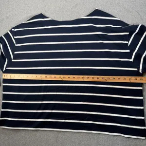 Old Navy Women's 3X Plus Size Navy Blue White Stripe 3/4 Sleeve Boat Neck Top thumbnail 9