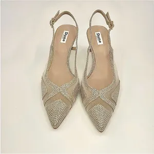 Dune London Dianas Gold Mesh Glitter Slingback‎ Kitten Heel Pumps Wedding 8 NWOB thumbnail 5