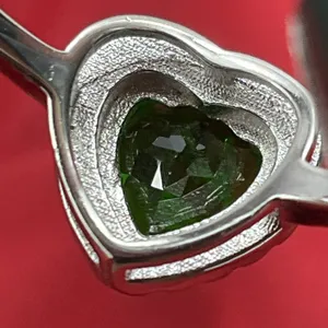 Green‎ CZ Love Heart Promise Polished Ring .925 Sterling Silver Band Sz 8.25 thumbnail 4
