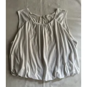 By Anthropologie Ivory White Shimmer Bubble Top Shirt SZ L Party Date Office EUC thumbnail 7