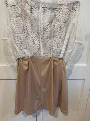 Lulu's Beige and White Lace Fit-and-Flare Mini Dress- small thumbnail 4