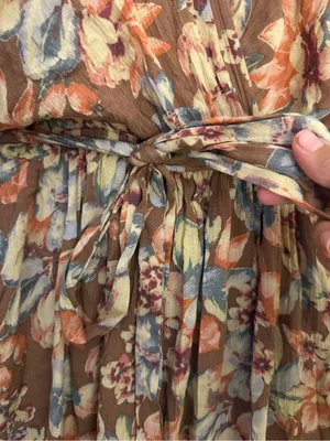 Dress Forum Small Floral Ruffle Midi Dress Brown Boho Long Sleeve thumbnail 2