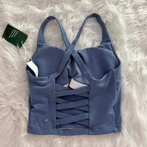 Halara Crisscross Backless Built In Bra Tank Top Serenity Size XS thumbnail 5