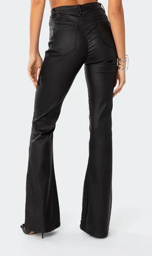 Edikted Flare Leather Pants thumbnail 2