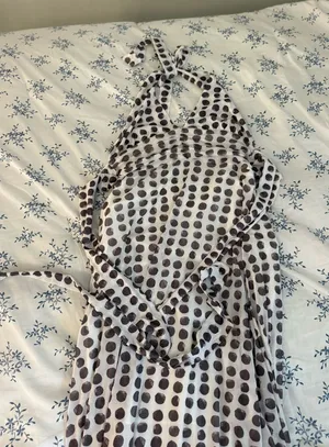 Brown polka dot maxi dress thumbnail 1