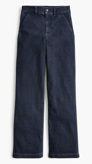 J.Crew High-Rise Trouser Jean in Deep Indigo Rinse Wide Leg Sz 27 Classic Preppy thumbnail 1