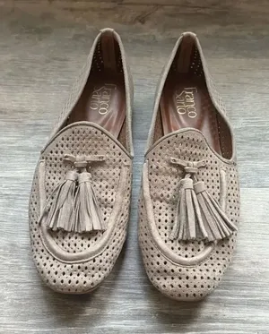 Franco Sarto Perforates Suede Tassel Loafers Tan 7 thumbnail 1