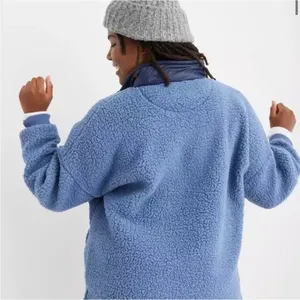 Aerie Dream Sherpa 1/4 Zip Sweatshirt Oversized XS Blue Fleece Comfort Warm thumbnail 2