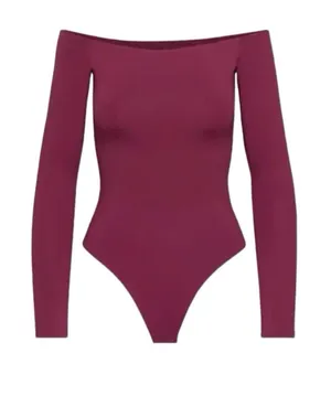 Babaton Aritzia Contour Off the Shoulder Bodysuit in Wine Red Women’s Size Small thumbnail 1