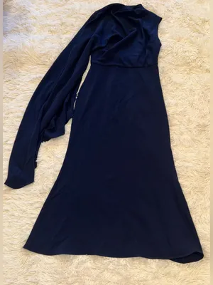 NEW ELLIATT Leonara Asymmetric Cape deep Navy Dress SZ XL thumbnail 5