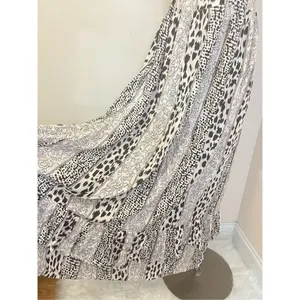 Brass Monkey Boutique Mixed Animal Print Tiered Ruffle Maxi Dress S thumbnail 4