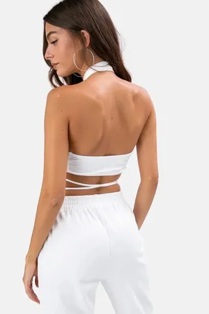 Adika Luka Cross Wrap Halter Top White XS-S thumbnail 3
