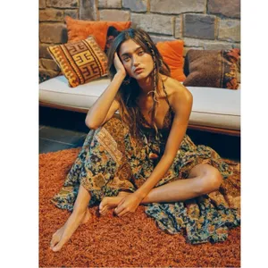 Free People Bohemian Gypsy Beachy Real Love Maxi Dress Twilight Combo Medium thumbnail 3