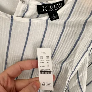 J.CREW Puff Sleeve Top Sheer Gauze Nautical Stripe Small NWT Coastal Prep Vacay thumbnail 4
