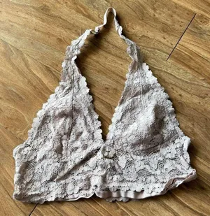 Lace Halter Bralette Pink Size M thumbnail 1