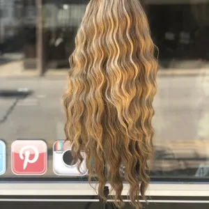 NEW 2026 Blonde mix Beach waves Lacefront Wig thumbnail 5
