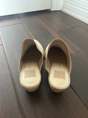 DV by Dolce Vita Shiloh Mules Western Stiching Low Stacked Heel Beige Suede Size 6.5 thumbnail 3