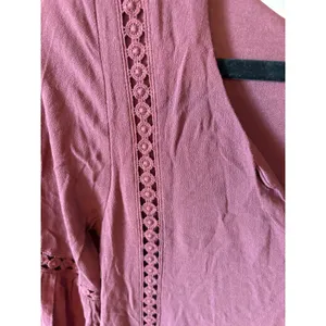 Altar'd State Womens XS Purple Crochet Lace Trim Long Sleeve V-Neck Mini Dress thumbnail 2