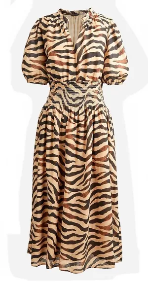 J Crew Smocked-waist cotton voile dress in zebra stripe size Small thumbnail 1
