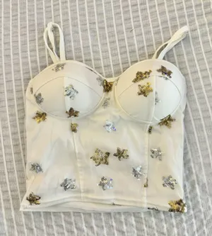 Sequin Star Corset Top White Size M thumbnail 1