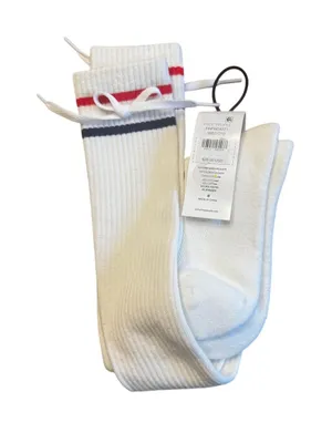 Free People Movement Knee High Athletic Socks White Striped Lace-Up One Size NWT thumbnail 1